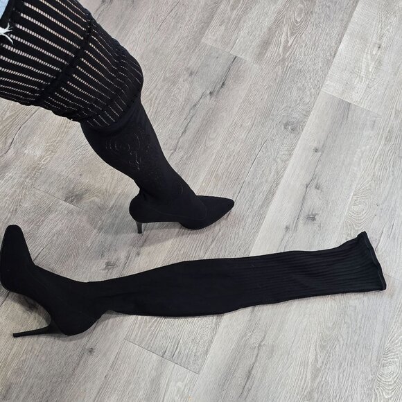 Donald Pliner Elektra thigh high sock heeled boots size 11 Over-The-Knee Boots - Picture 14 of 16